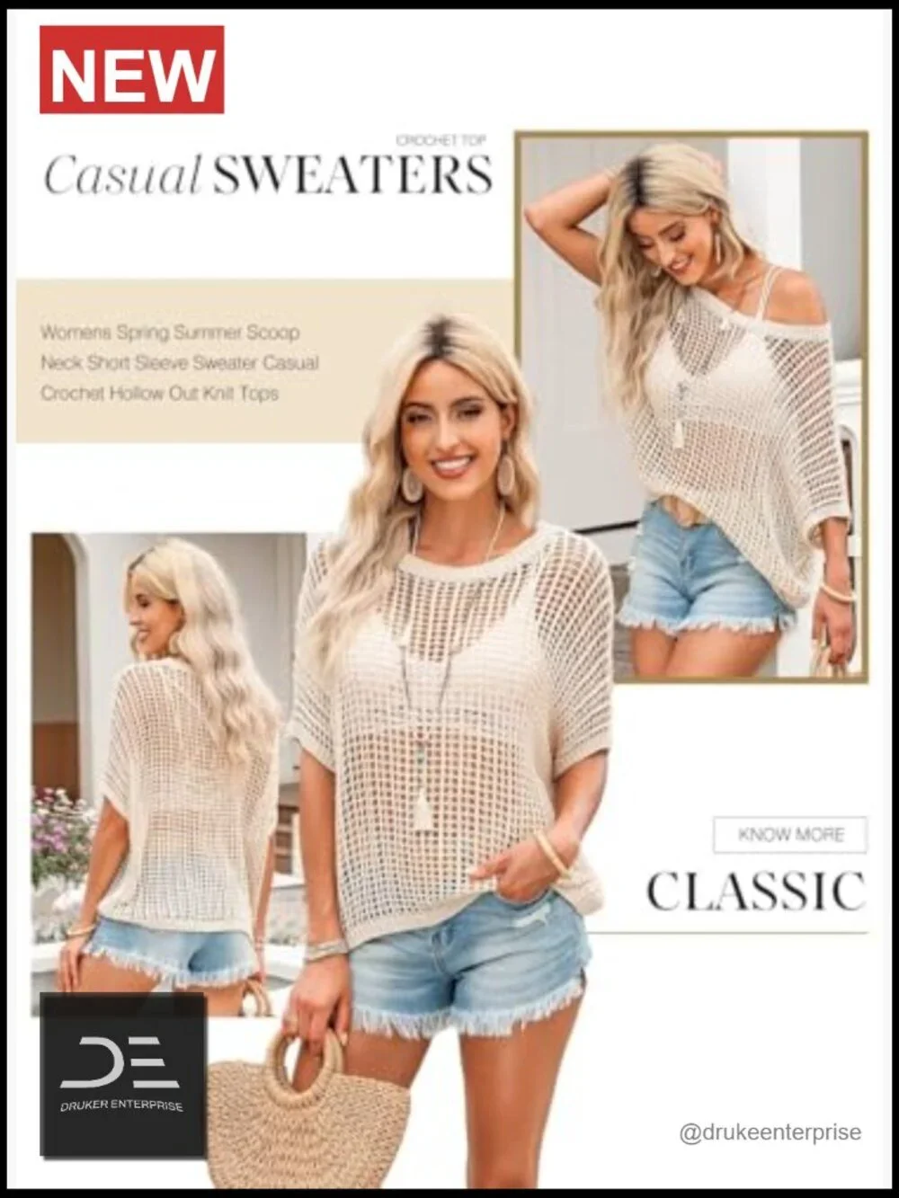 Crochet Hollow Out Short Sleeve Knit Top Beach Coverup Sweater